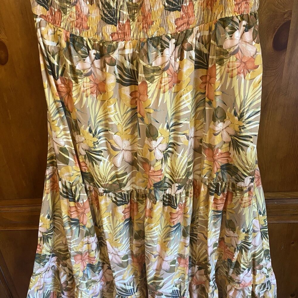Time and Tru Tiered One Shoulder Smocked Dress Size XXL (20) Tropical Floral - Picture 5 of 12